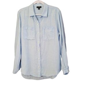 Lord & Taylor Light Blue Button-Down Linen Shirt